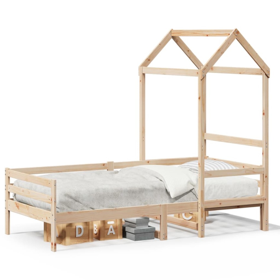 Sofá cama con techo de madera maciza de pino 80x200
