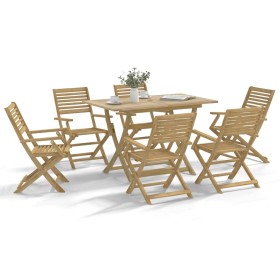 Juego de comedor para jardín 7 piezas madera maciza