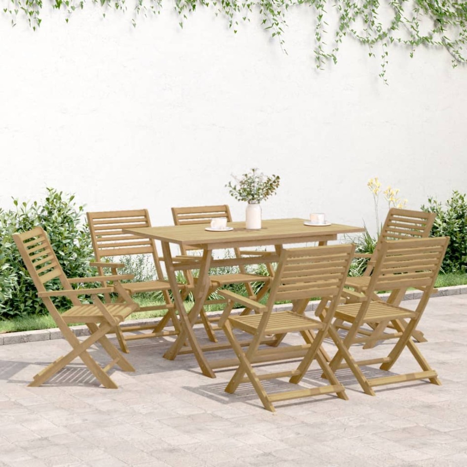 Juego de comedor para jardín 7 piezas madera maciza