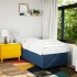 Cama box spring con colchón tela azul 80x200