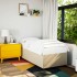Cama box spring con colchón tela color crema 90x200