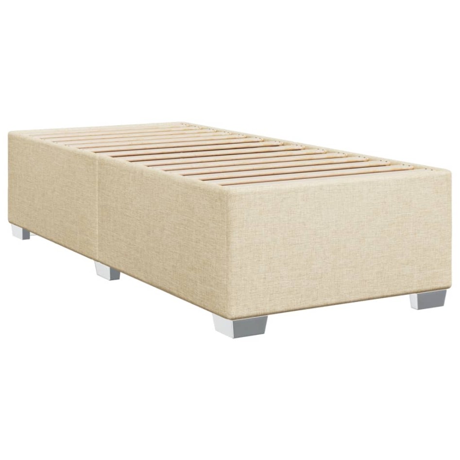 Cama box spring con colchón tela color crema 90x200