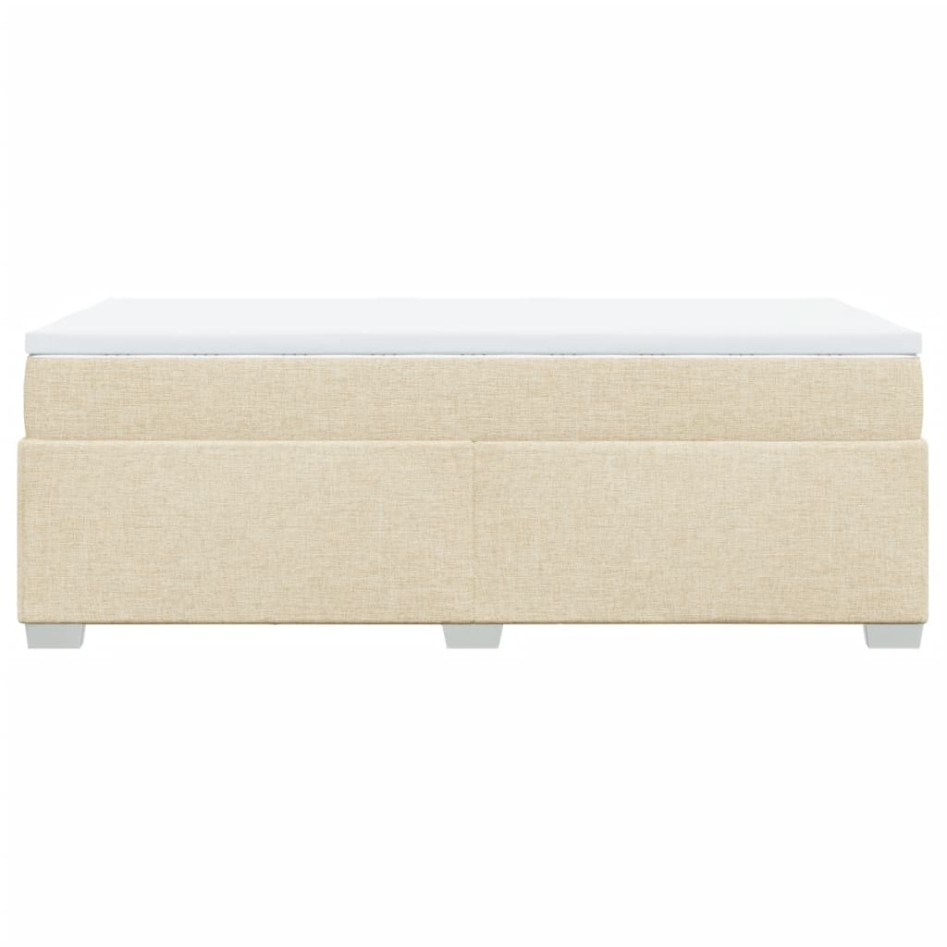 Cama box spring con colchón tela color crema 90x200