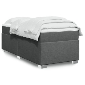Cama box spring con colchón tela gris oscuro 90x190