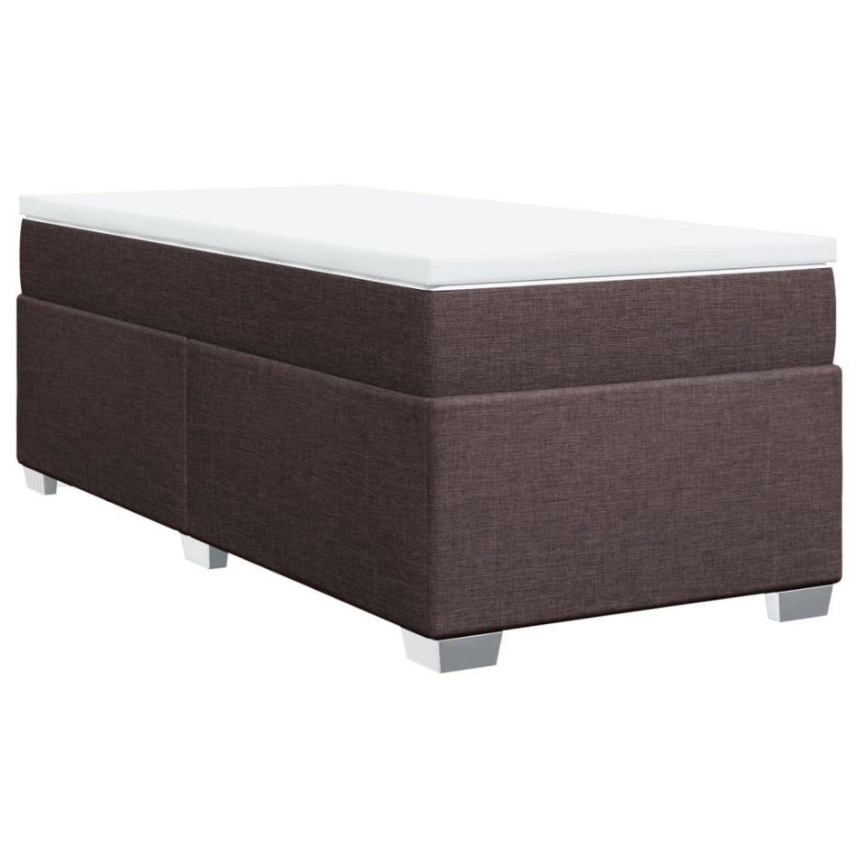 Cama box spring con colchón tela marrón oscuro 90x200