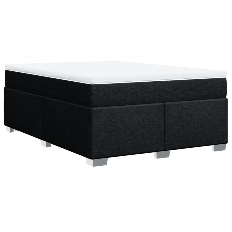Cama box spring con colchón tela negro 140x190