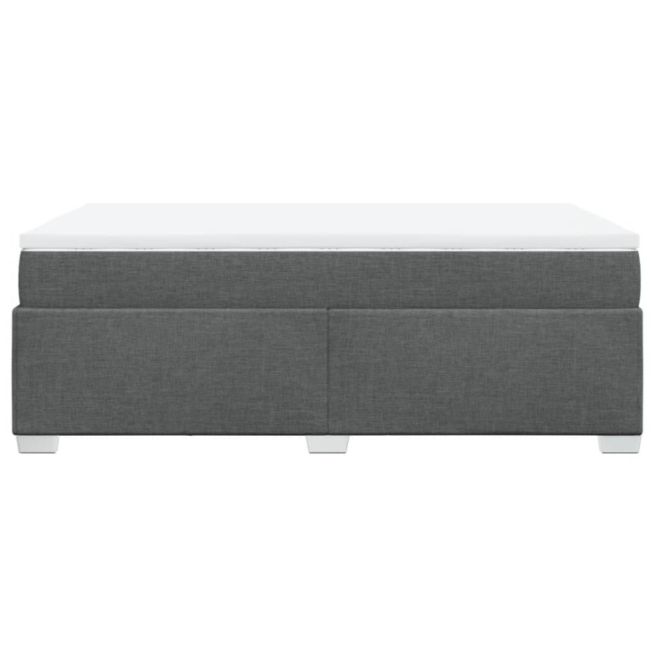 Cama box spring con colchón tela gris oscuro 120x200