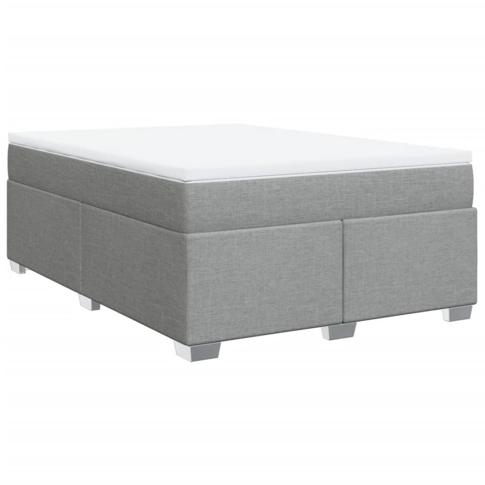 Cama box spring con colchón tela gris claro 140x190