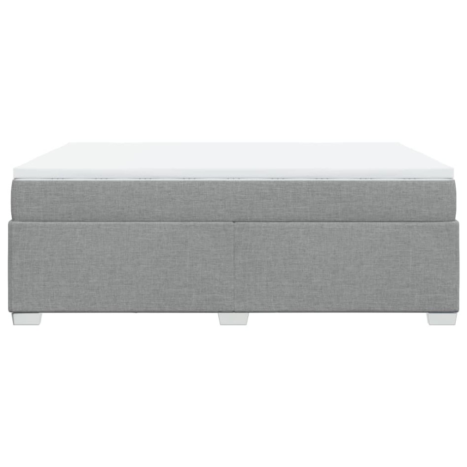 Cama box spring con colchón tela gris claro 140x190