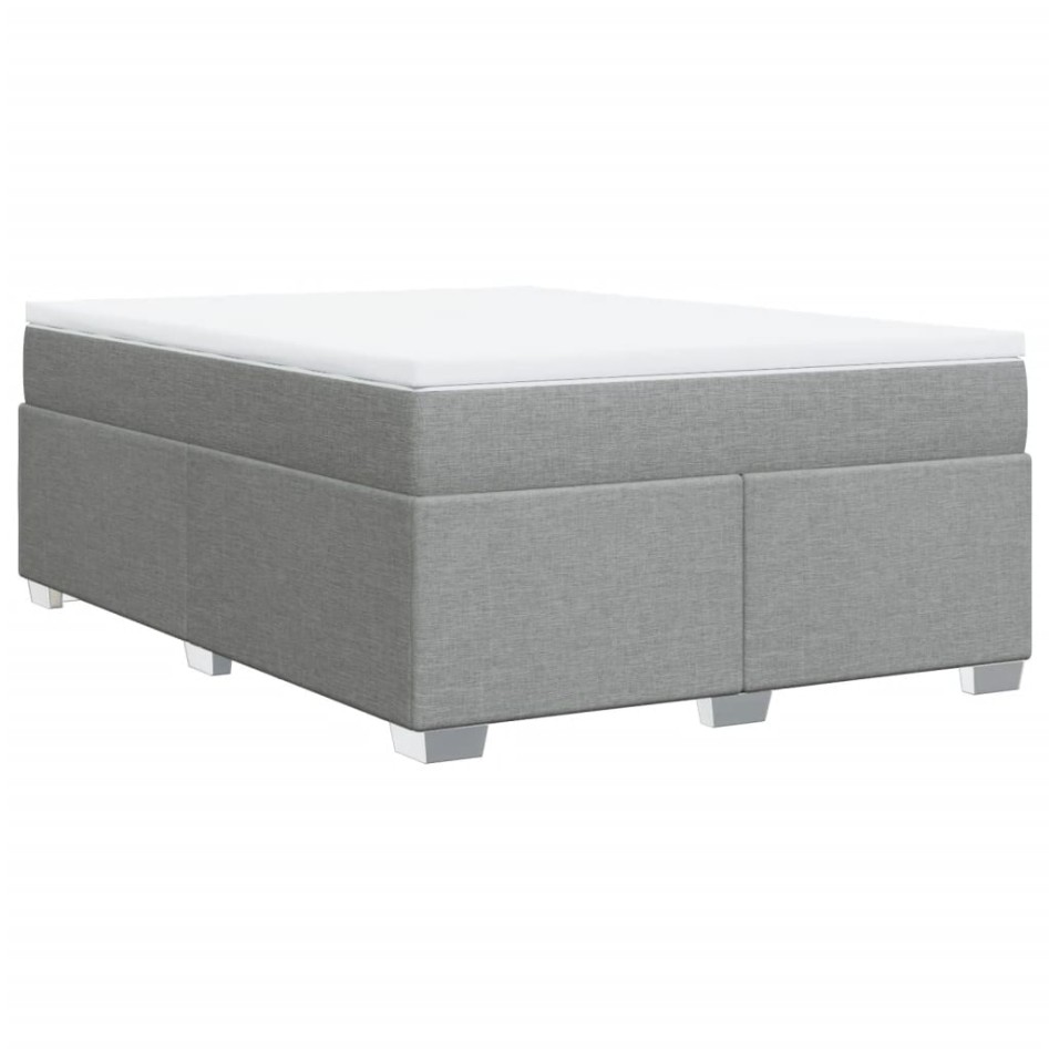 Cama box spring con colchón tela gris claro 140x190