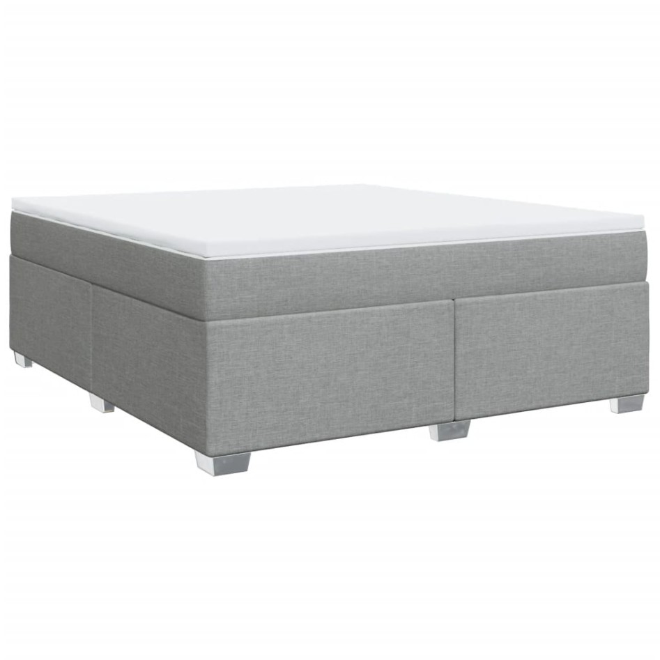 Cama box spring con colchón tela gris claro 180x200