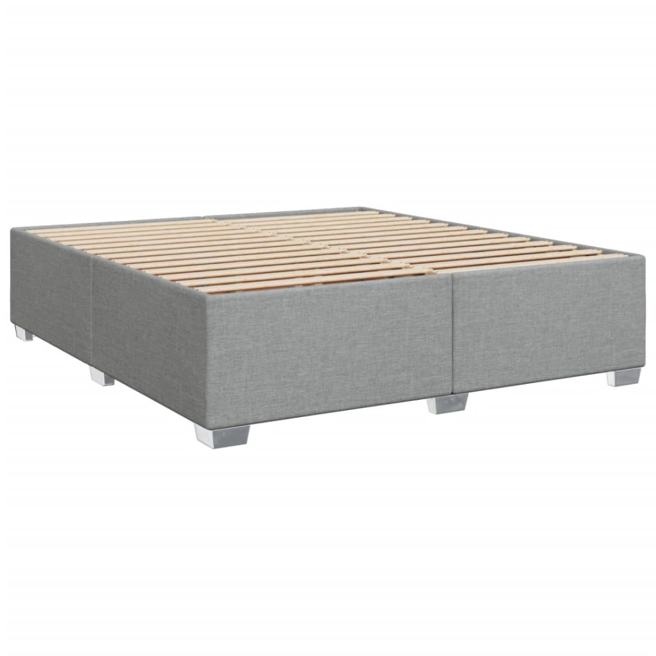 Cama box spring con colchón tela gris claro 180x200