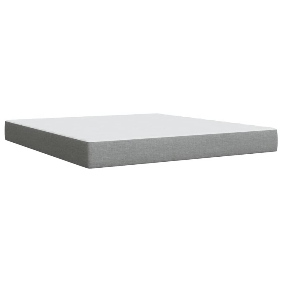 Cama box spring con colchón tela gris claro 180x200