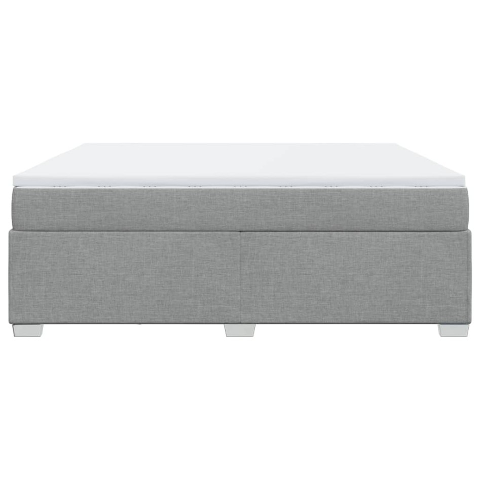 Cama box spring con colchón tela gris claro 180x200