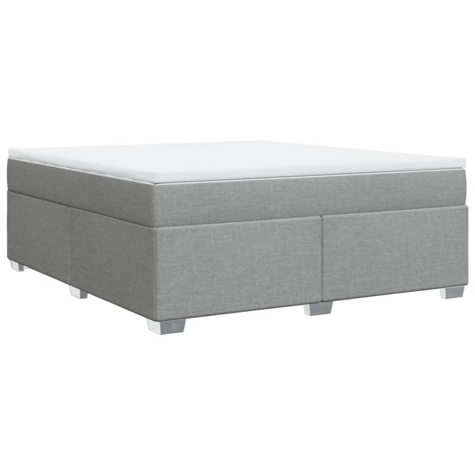 Cama box spring con colchón tela gris claro 180x200