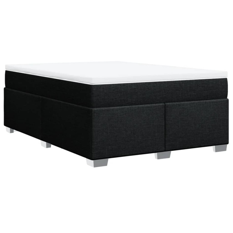 Cama box spring con colchón tela negro 140x200