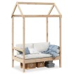 Banco con techo madera maciza de pino 117,5x70x176,5 cm