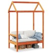 Banco con techo madera maciza pino marrón cera 117,5x70x176,5cm