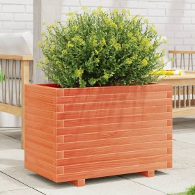 Jardinera madera maciza de pino marrón cera 70x40x49,5