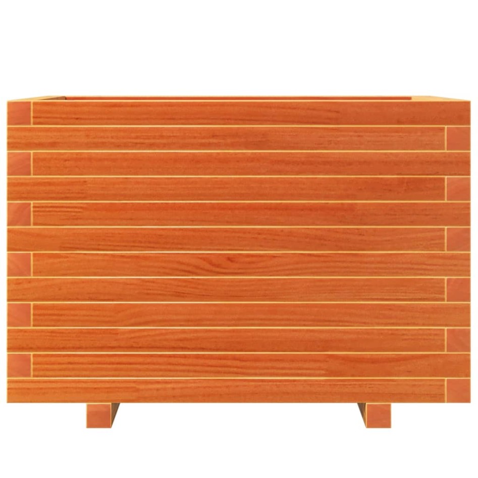 Jardinera madera maciza de pino marrón cera 70x40x49,5