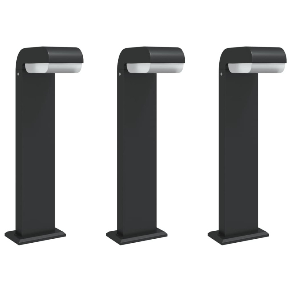 Lámparas de suelo de exterior 3 unidades aluminio negro 50