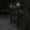 Lámparas de suelo exterior 3 uds acero inoxidable negro 110 cm
