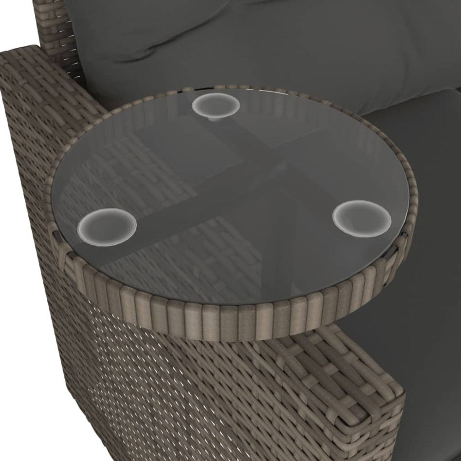 Set de sofá de jardín 3 pzas y cojines ratán sintético