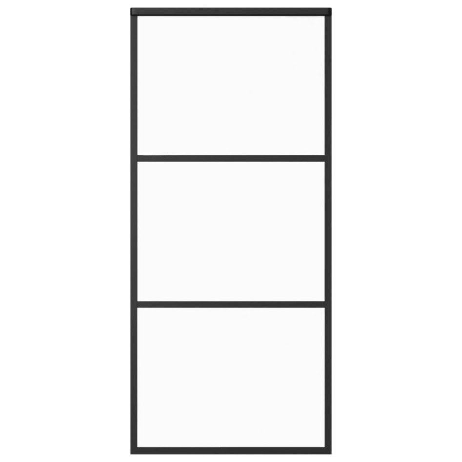 Puerta corredera ESG vidrio y aluminio negra 90x205