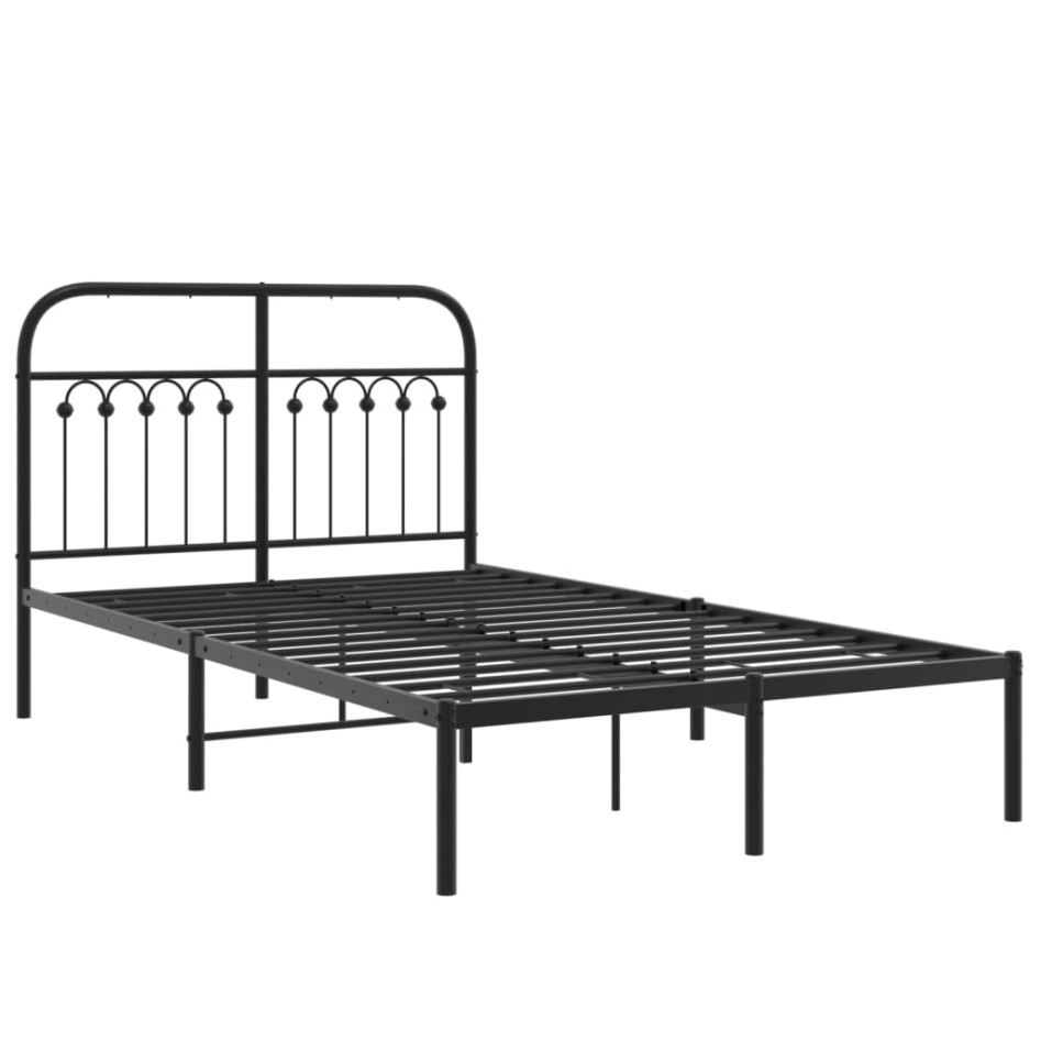 Estructura cama sin colchón con cabecero metal negro 120x200