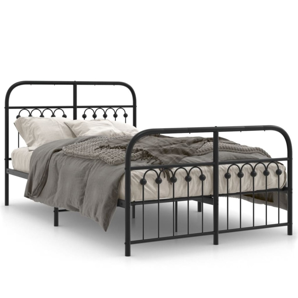 Estructura cama sin colchón con estribo metal negro 120x190