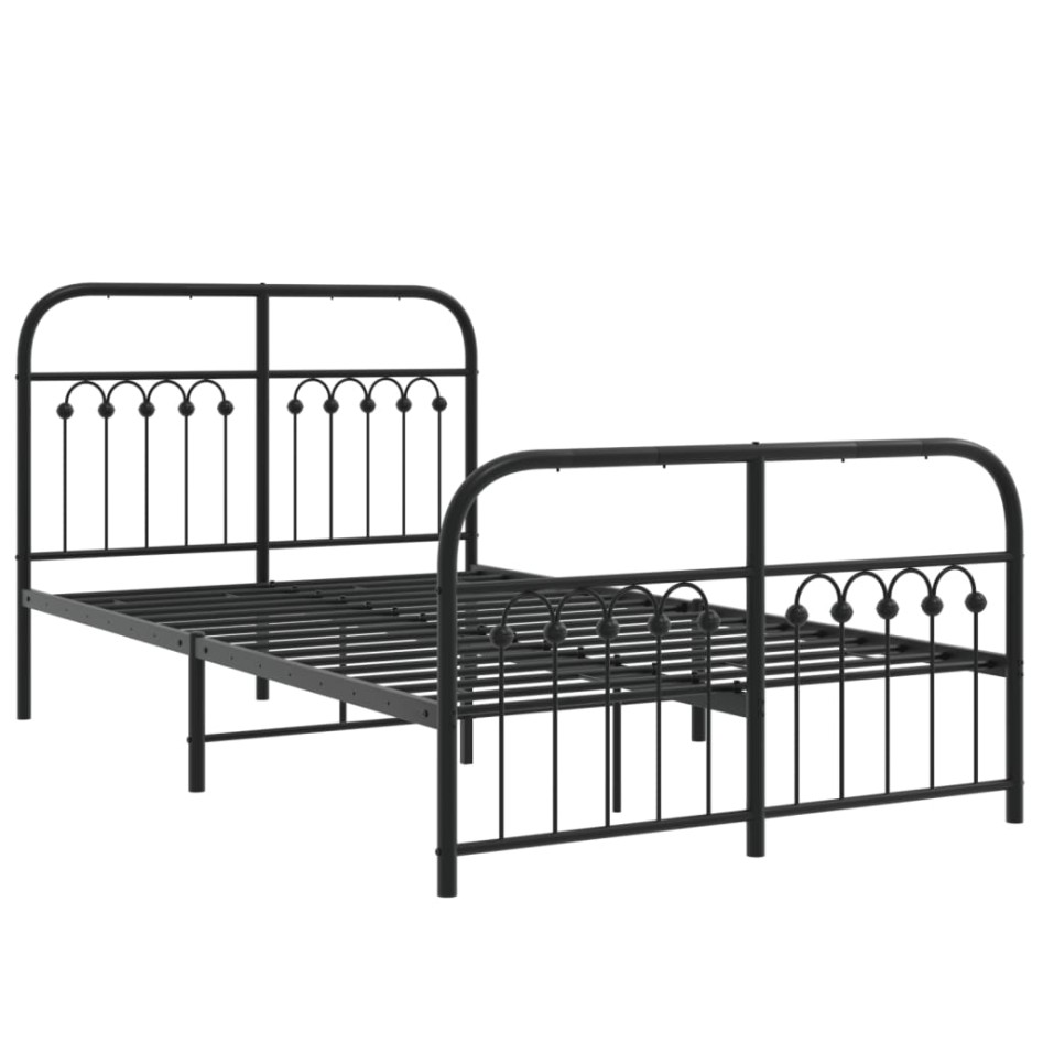 Estructura cama sin colchón con estribo metal negro 120x190