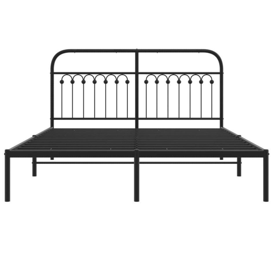 Estructura cama sin colchón con cabecero metal negro 160x200