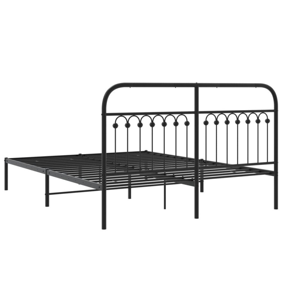 Estructura cama sin colchón con cabecero metal negro 160x200