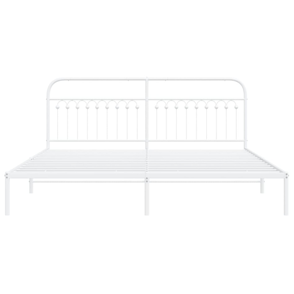 Estructura cama sin colchón con cabecero metal blanco