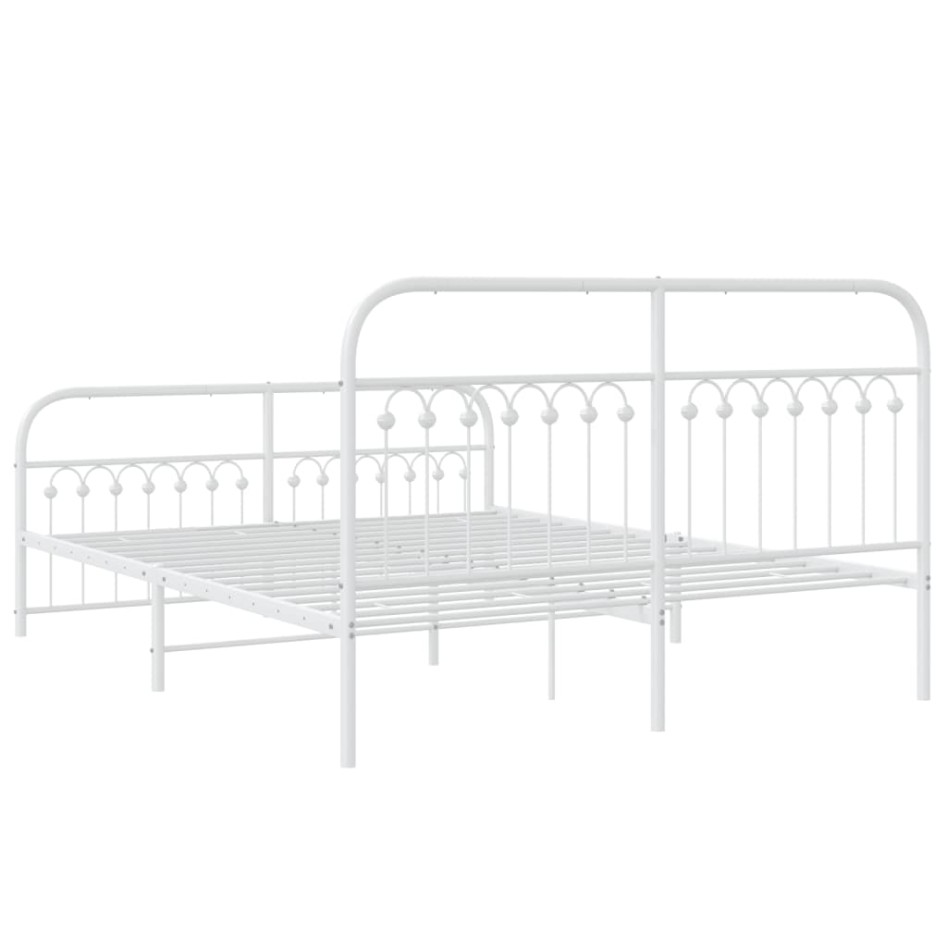 Estructura cama sin colchón con estribo metal blanco 150x200