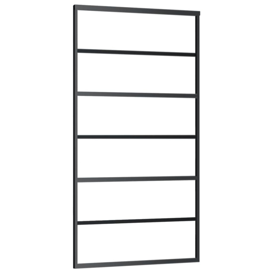 Puerta corredera ESG vidrio y aluminio negra 102x205