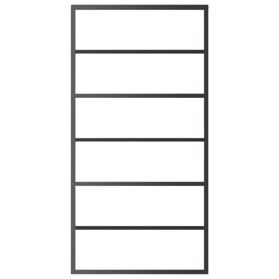 Puerta corredera ESG vidrio y aluminio negra 102x205