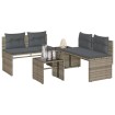Set de sofás de jardín 4 pzas y cojines ratán sintético gris