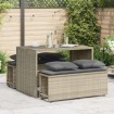 Set comedor de jardín 3 pzas cojines ratán sintético gris claro