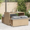 Set comedor de jardín 3 pzas con cojines ratán sintético beige