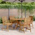 Juego de comedor de jardín 5 piezas madera maciza de
