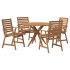 Juego de comedor de jardín 5 piezas madera maciza de