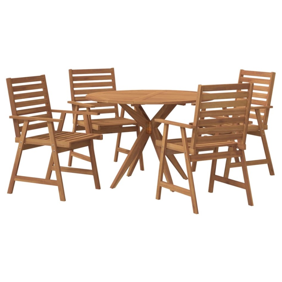 Juego de comedor de jardín 5 piezas madera maciza de