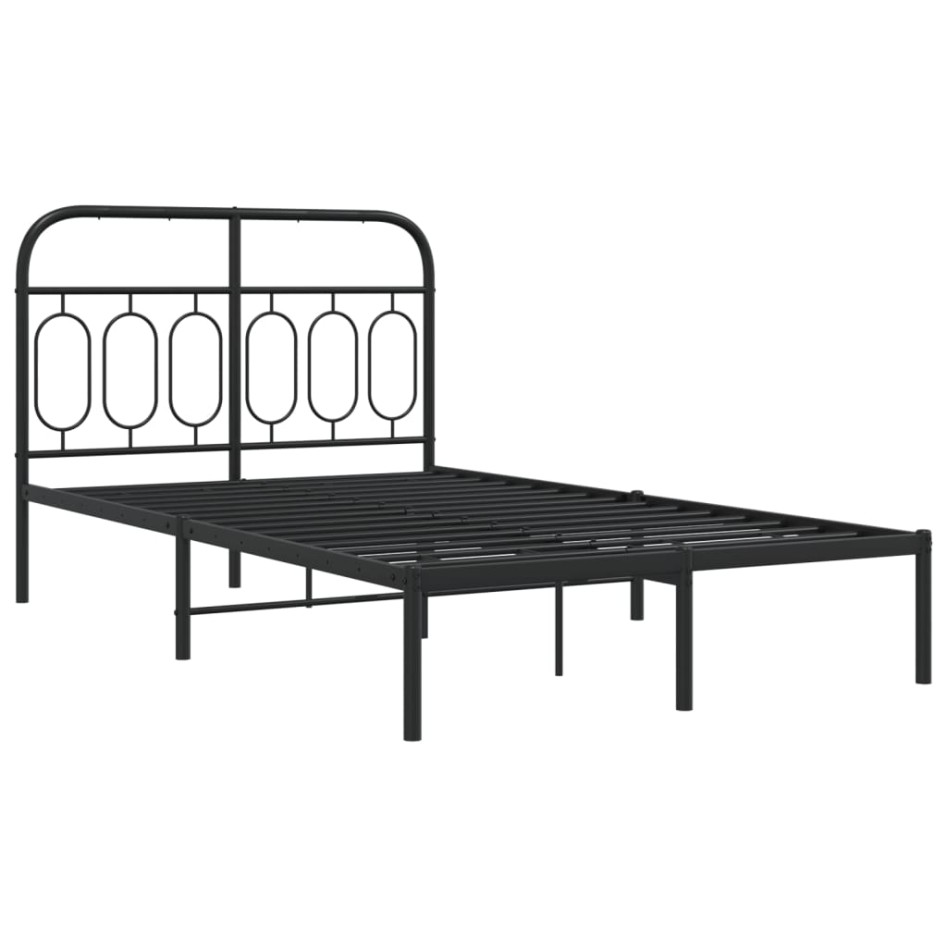 Estructura cama sin colchón con cabecero metal negro 120x200