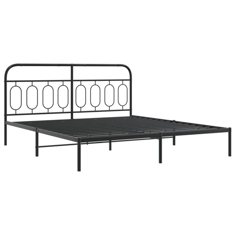 Estructura cama sin colchón con cabecero metal negro 160x200