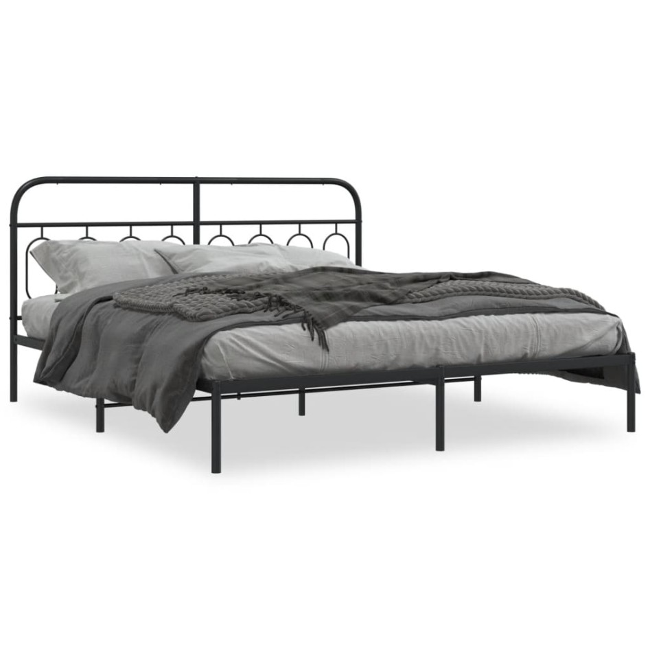 Estructura cama sin colchón con cabecero metal negro 183x213