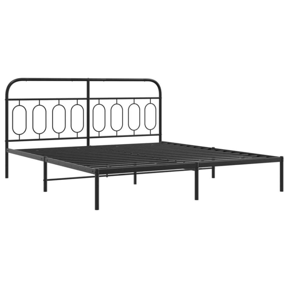 Estructura cama sin colchón con cabecero metal negro 183x213