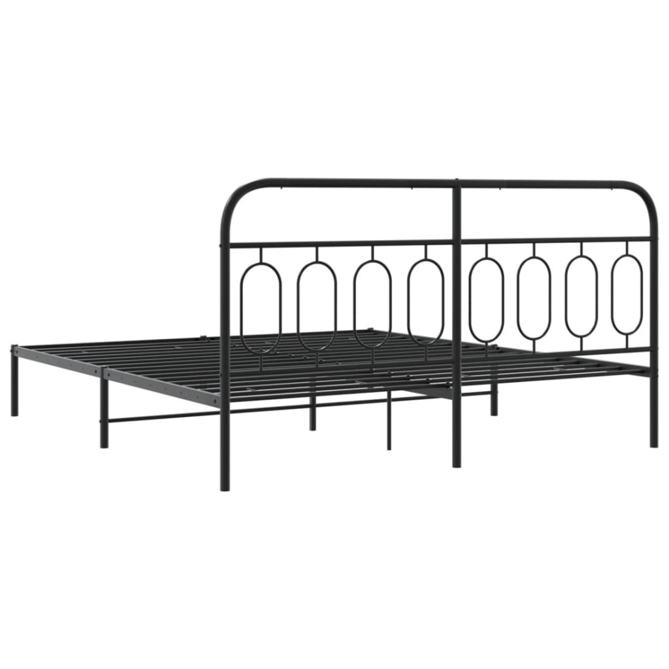 Estructura cama sin colchón con cabecero metal negro 183x213