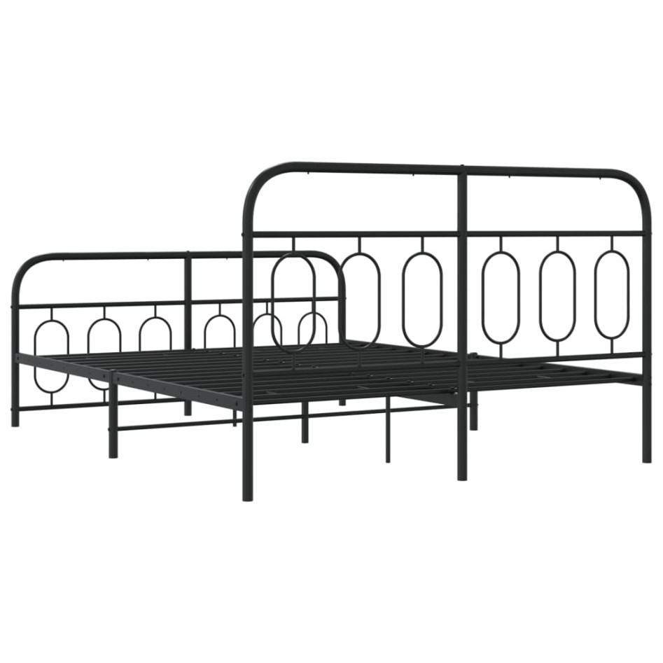 Estructura cama sin colchón con estribo metal negro 135x190