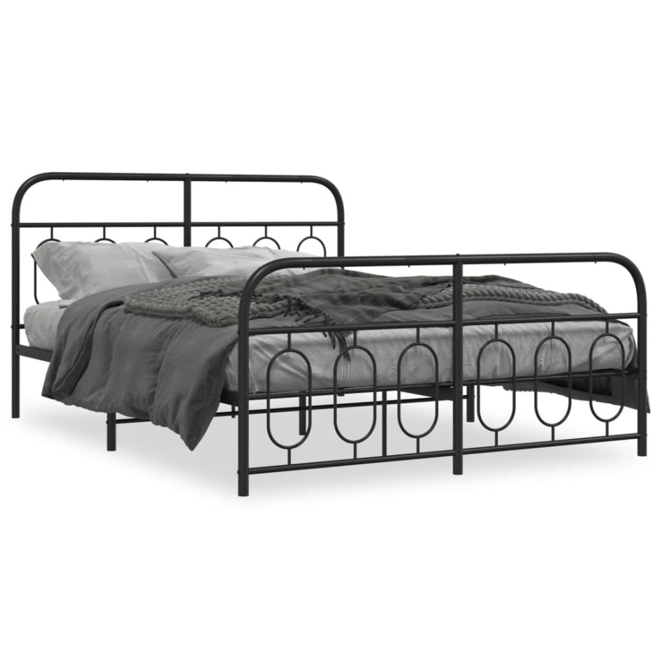 Estructura cama sin colchón con estribo metal negro 140x200